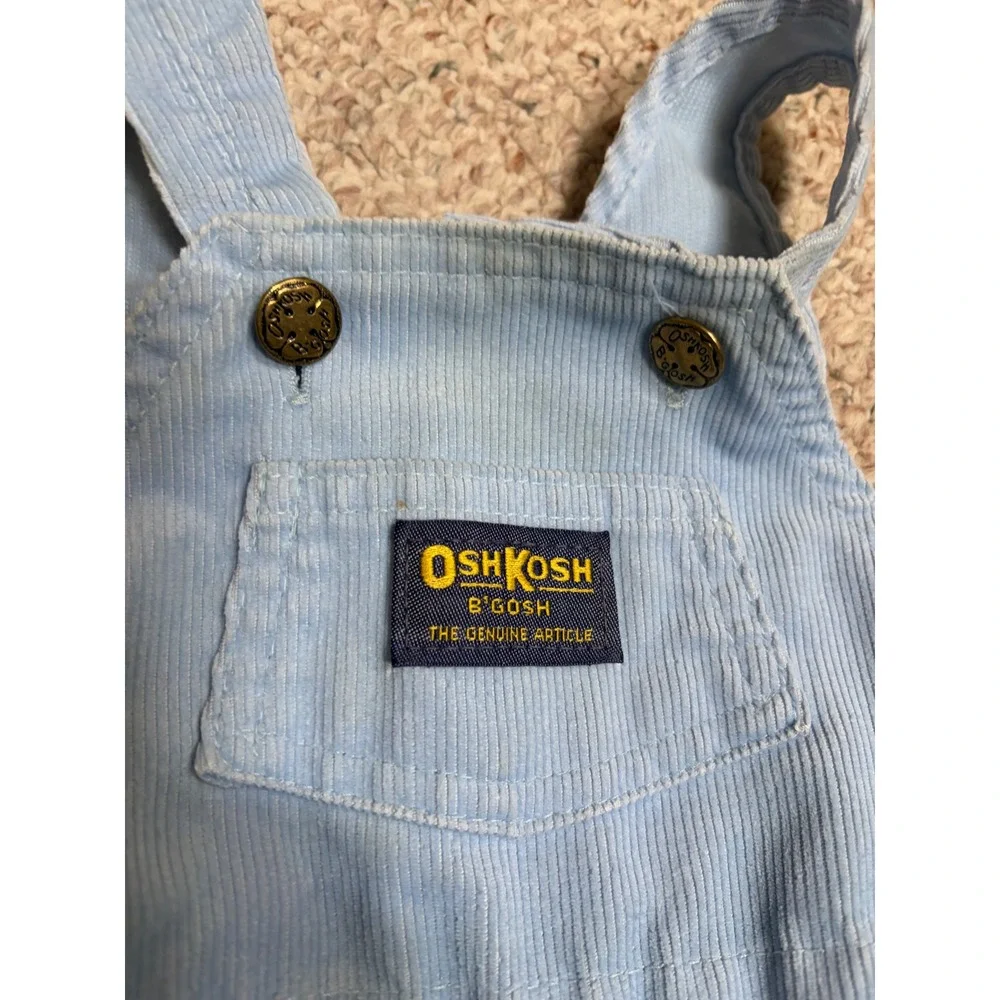 Vintage OshKosh Bgosh Light Blue Corduroy Footed Overalls Baby 6-9 Months USA